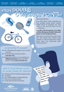 Inside of playful bi-fold mailer designed for Seattle Metropolitan Credit Union SMCU card inside